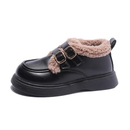 Unisex-barn Rund Tå Fuzzy Warm Casual Skor Uniform Loafers
