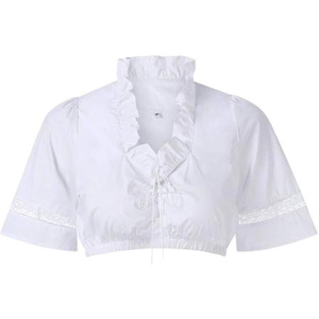 2023 Dirndl-pusero röyhelöillä, valkoinen - Perinteinen tyylikäs baijerilainen Oktoberfest-leikkauspusero hg Matte White XXL