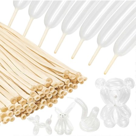 100 stk. klare 260 balloner, klare lange tynde latexballoner til begyndere, ballonfremstilling, børnekarnevaler, festdekoration (FMY)