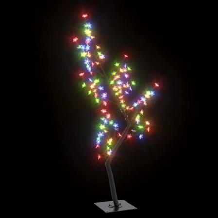 Vidaxl Plastgran 128 Leds Körsbärsblommor Flerfärgat Ljus 120 Cm Svart