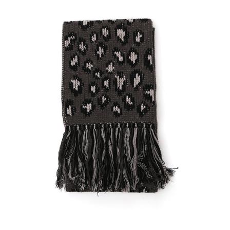 Alanui leopard intarsia Halstørklæde Sort, Dame Tørklæder, Størrelse: ONE Size