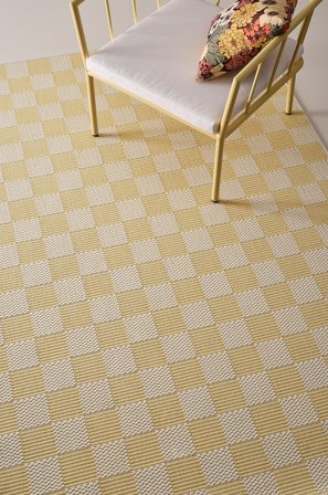 Jotex - Utendørs Teppe Polypropylen Gul/hvit MARTA - Kjøp Utendørstepper hos Jotex