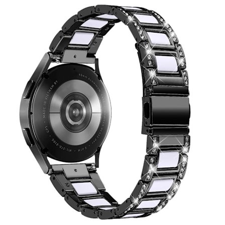 Klockarmband i resin med strassdekor för Samsung Galaxy Watch 4 - Svart / Vit