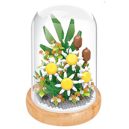 Byg-selv buket med udødelige blomster, samlet granulatbyggeklodsmodel, legetøj til børn