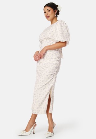 Bubbleroom Occasion Puff Sleeve Bow Midi Dress Klær