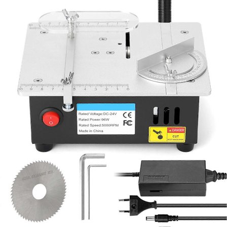 Mini Bordrundsav 96W Justerbar 7 Hastigheds Elektrisk Bordrundsav, Præcisionsværktøj til Træbearbejdning til DIY Håndværk og Modelbygning