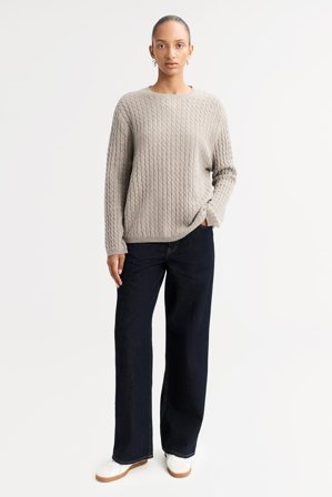 Soft Goat - Oversize Cable Knit - Women cashmere sweater - M - Greige