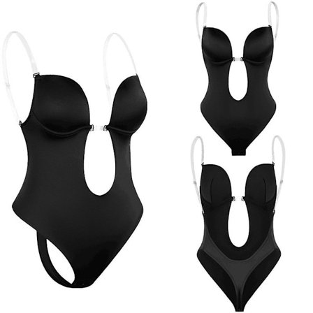 Women Plunging Deep V-neck Body Shaper Strapless Backless Bodysuit Shapewear U Plunge Seamless Thong