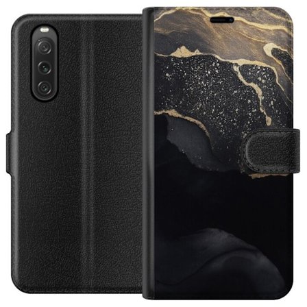 Kompatibelt Lommeboketui til Sony Sony Xperia 10 V Svart gull abstrakt