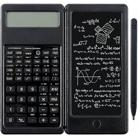 Tieteellinen laskin, kokoontaitettava pöytälaskin pyyhittävällä kirjoitusalustalla, 10-numeroinen LCD-näyttö, matematiikka/fysiikka/geometria/laskin 