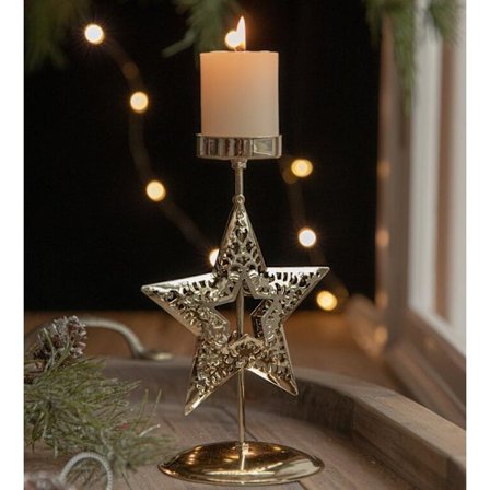 Julelysstake i gull, smidd jern