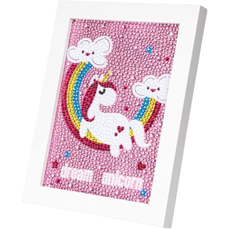 Diamantmaleri Sæt Unicorn med Træramme Diamantkunst