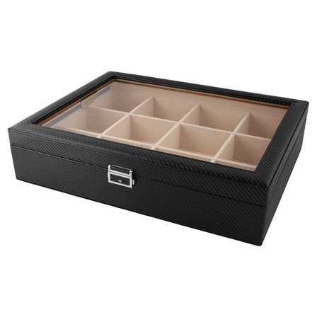 Svart Slipsboks av Karbonfiber - 12 Slips for menn