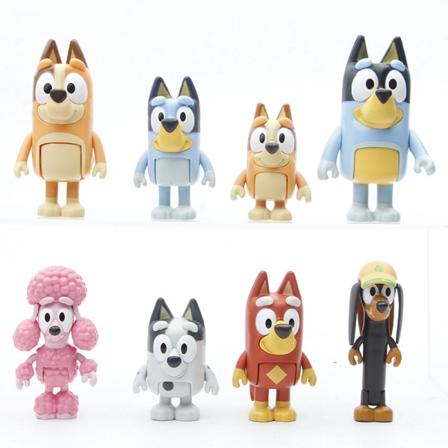 Bluey Model Ornaments Puppy Bingo Family 8-Pack Leddet Karakter