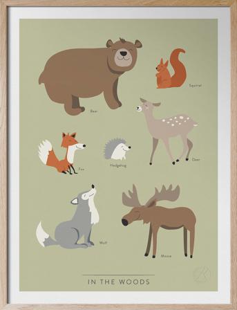 In The Woods - På Engelska Home Kids Decor Posters Animal Posters Monivärinen/Kuvioitu Kunskapstavlan