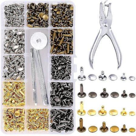 Niittauspihdit 360 Nahkakiinnitinsetti Tuplanihtiputkimaiset Metalliset Niitit