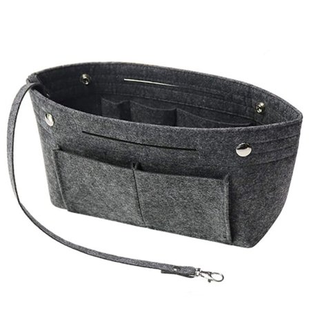 Matkavarusteiden järjestäjä käsilaukkuun, Huopapussi, HARMAA