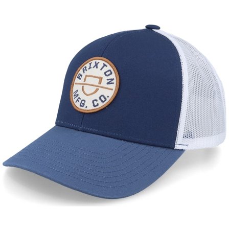 Brixton - Blauw trucker Cap - Crest X Medium Profile Washed Navy/Joe Blue Trucker @ Hatstore