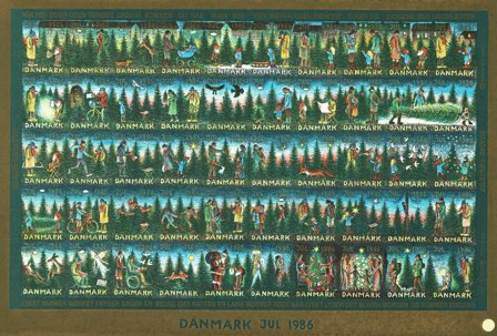 Danmark - Julemærkeark 1986 - Utakket - Ufoldet