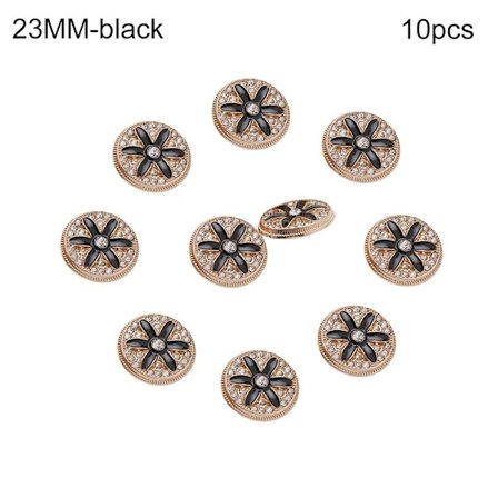 10 st metall strass knappar skjorta knappar SVART 23MM10ST