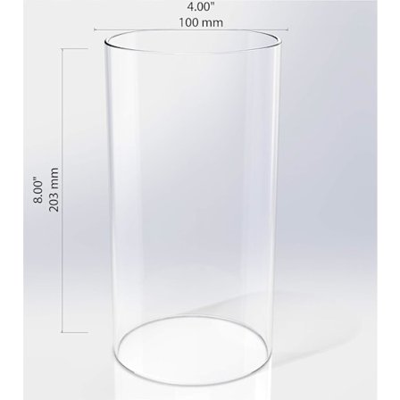 Stor orkanglass lysestake, åpen i begge ender, 10 cm bred x 20 cm høy