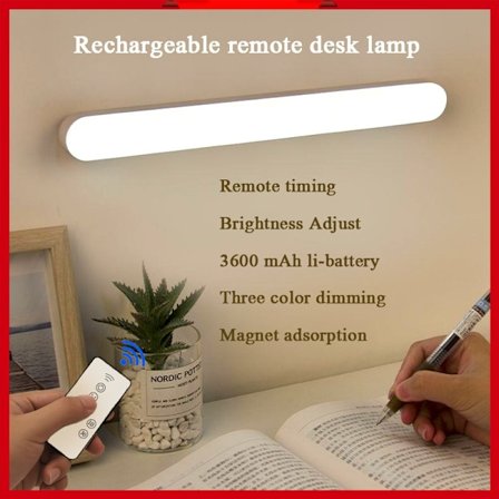 LED-bordslampa med fjärrkontroll, USB-uppladdningsbar