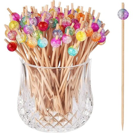 100-pakks cocktailpinner, fargerike cocktailpinner i tre for party-appetittvegg - 4,72 tommer