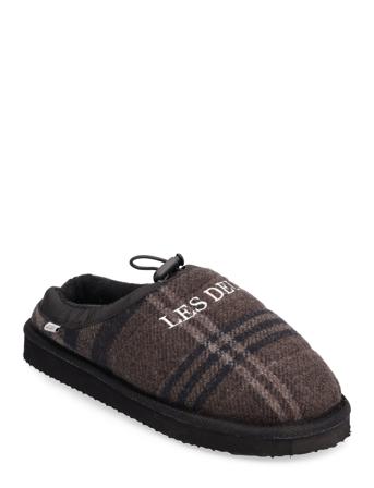 Trey Wool Check Slipper Brown Les Deux