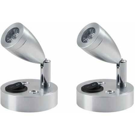 3W 12V LED-lukuvalo matkailuautoihin, asuntovaunuihin, veneisiin, jossa on erillinen kytkin, hopea