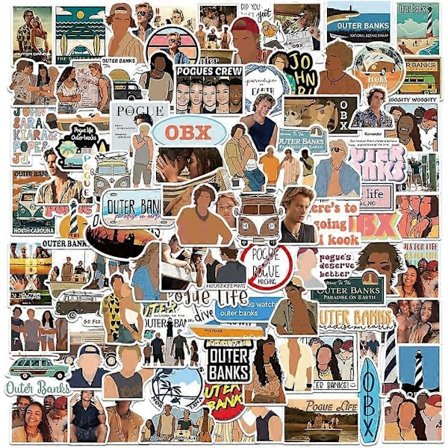 100 stk OuterBanks OBX Pogue Life Vandtætte Vinylklistermærker Dekaler til Laptop, Skrabbøger, Vandflasker, Skateboards, John B JJ Klistermærker Gave 