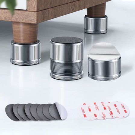 Møbelben 1 tomme justerbare, 4 stk. Metal Sengeben Løftehøjde 1"-1,7", Kraftige Sofaben (Small - Grå - 4 stk.)