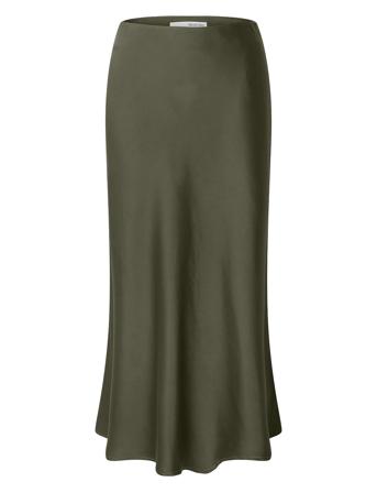 Slflena Hw Midi Skirt Noos Khaki Selected Femme