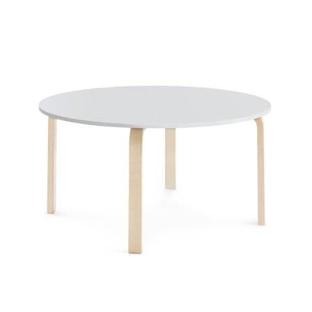 Tisch ELTON, Ø 1200x590 mm, Laminat weiß, Birke