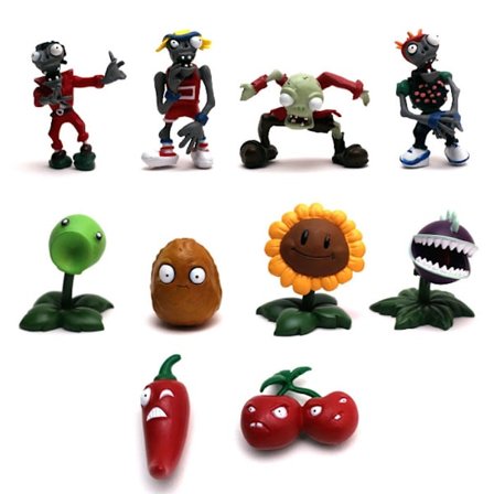 10 st/parti Plants Zombies Peashooter Anime Figur Leksak Samlarobjekt Modell Staty Leksaker PVC Figurer Skrivbordsdekorationer Fans Samlarobjekt 