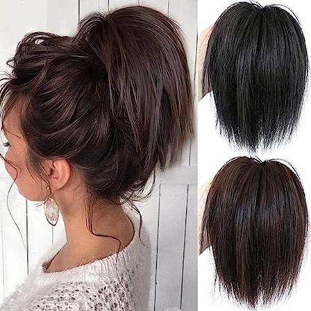 Syntetisk hårbolle extensions rotete rett hårbånd elastisk chignon scrunchie