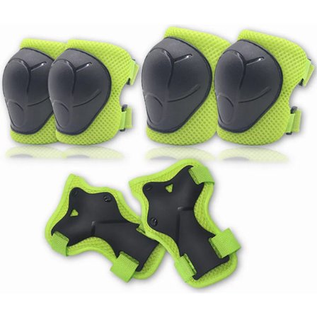 Knäskydd för barn - 6-i-1 knäskydd armbågsskydd handledsskydd för inline cykling rullskridskor skateboard - skydd (grön)