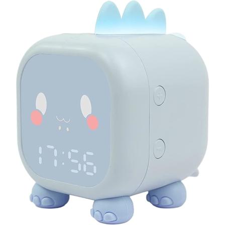 Vekkerklokke for barn, justerbar nattlysnedtelling Snooze Stemmestyrt oppladbar klokke Blue