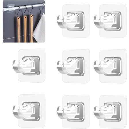 8 stk. Selvklebende Gardinstang Holdere, Ingen Boring, Plast, Enkelt å