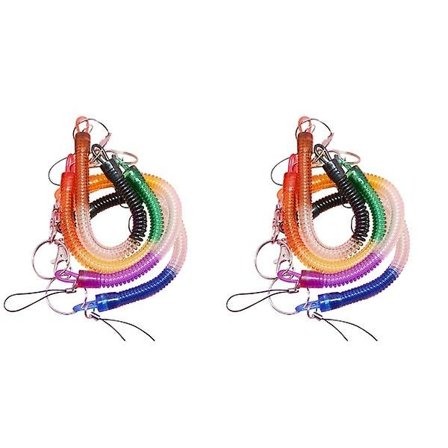 8 stk Fleksible Tyverisikre Fjeder-Spole Snore Stræk Tether Sikkerhed Nøglering Med Klips (Tilfældig Farve)