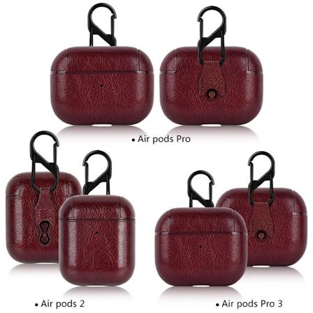 iPhone AirPods 4, Kuulokekotelo, Nahkakotelo (Tummanpunainen)