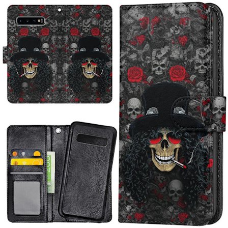 Samsung Galaxy S10 Plus - Plånboksfodral/Skal Slash Skull