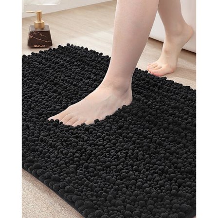 Badmatta 50 x 80 cm, Halksäker Badrumsmatta, Absorberande och Mjuk Chenille Badrumsmatta, Maskintvättbar