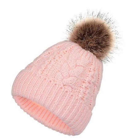 Stor, lodden kugle Hue Dobbelt Lag Varmt snoet mønster Strikket Hue