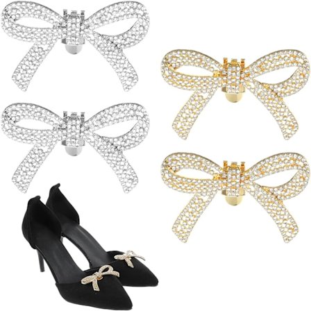 61x39mm 2 Par Skoklips for Hæler Clip-on Sløyfer for Sko Kvinner Rhinestone Skoklips Avtakbare Glitrende Hæler Dekorasjoner Clip Charms