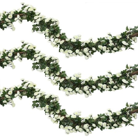 3 st 69 huvuden 1,8 m konstgjord ros vin silke falska blommor girlang växt blomsterdekorationer