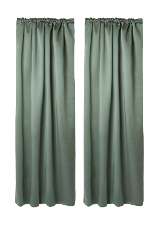 Åhléns Home Rumsförmörkande gardin SATIN 135x250 cm, 2-pack Gardiner Grön ONESIZE
