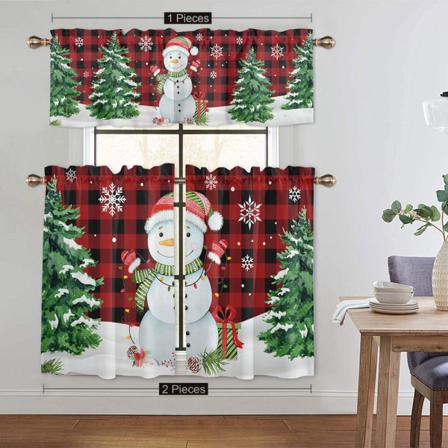 1/2 St Stång Pocket Blackout Snögubbe Print Jul Halv Gardin