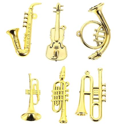 6 kpl Mini-musikaalinen soitin nukkekodin trumpetti saksofoni pienoismalli joulukuusi riippuva koriste