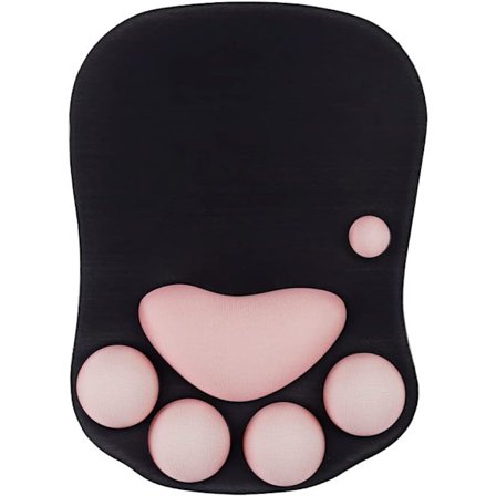 Hiirenmatto kissan tassuilla ja rannetuella, kannettava ergonominen liukumaton pelikäyttöön tarkoitettu hiirenmatto rannekivun lievittämiseen (10,7 x 