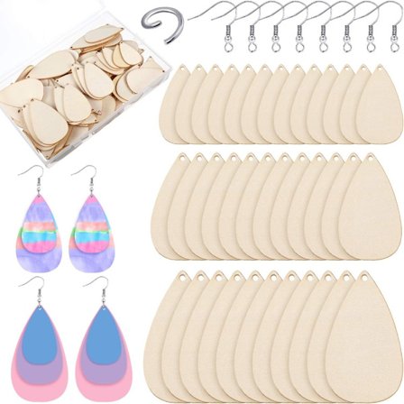 Keskeneräinen puinen kyynelkorvakoru riipus korvakoru koukut